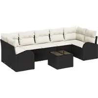 vidaXL Tuinbank Set 8 st 7-Aantal zitplaatsen Zwart en Crème