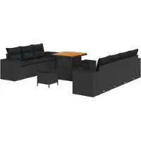 vidaXL Tuinbank Set 10 st 9-Aantal zitplaatsen Zwart Poly Riet