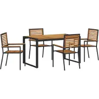 vidaXL Tuin Eettafel Set 5 st Zwart en Bruin poly rattan