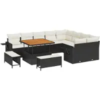 vidaXL Tuinbank Set 13 st 11-Aantal zitplaatsen Zwart en Crème