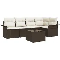 vidaXL Tuinbank Set 6 st Bruin poly rattan