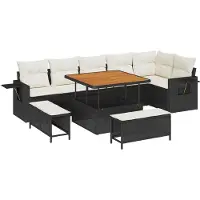 vidaXL Tuinbank Set 11 st Zwart en Crème poly rattan