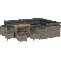 vidaXL Tuinbank Set 13 st 9-Aantal zitplaatsen Grijs poly rattan