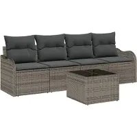 vidaXL Tuinbank Set Grijs poly rattan