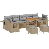 vidaXL Tuinbank Set 10 st 9-Aantal zitplaatsen Beige en Lichtgrijs