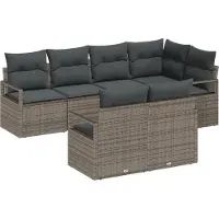 vidaXL Tuinbank Set 7 st Grijs poly rattan