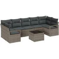 vidaXL Tuinbank Set 8 st 7-Aantal zitplaatsen Grijs poly rattan