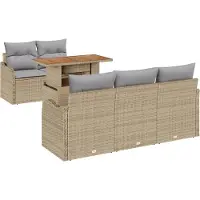 vidaXL Tuinbank Set 6 st Beige en Lichtgrijs poly rattan