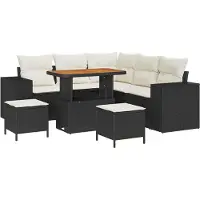 vidaXL Tuinbank Set 8 st 7-Aantal zitplaatsen Zwart en Crème