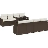vidaXL Tuinbank Set 7 st Bruin poly rattan
