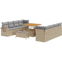 vidaXL Tuinbank Set Beige en Lichtgrijs poly rattan