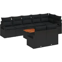 vidaXL Tuinbank Set 9 st Zwart poly rattan