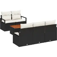 vidaXL Tuinbank Set 6 st Zwart poly rattan