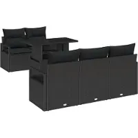 vidaXL Tuinset met 6 zitplaatsen, zwart, van polyrotan