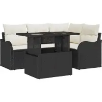 vidaXL Tuinbank Set 5 st Zwart Poly Riet