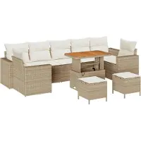vidaXL Tuinbank Set met kussen 13 pcs Zwart en Crème poly rattan