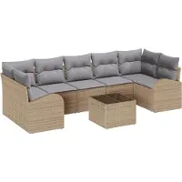 vidaXL Tuinbank Set 8 st 7-Aantal zitplaatsen Beige en Grijs