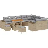 vidaXL Tuinbank Set 12 st 9-Aantal zitplaatsen Beige en Lichtgrijs