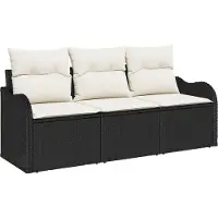 vidaXL Tuinset met 3 zitplaatsen, zwart, van polyrotan