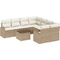 vidaXL Bankstel 9 st 8-Aantal zitplaatsen Beige en Crème poly rattan
