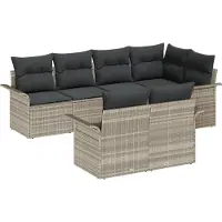 vidaXL Tuinbank Set 7 st Lichtgrijs Poly rattan