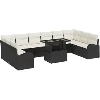 vidaXL Tuinbank Set 11 st Zwart Poly rattan