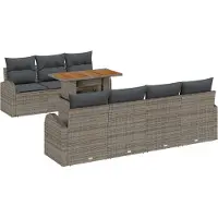 vidaXL Tuinbank Set 8 st Grijs Poly rattan
