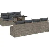 vidaXL Tuinbank Set 8 st 7-Aantal zitplaatsen Grijs Poly Riet