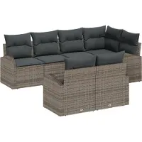 vidaXL Tuinbank Set 7 st Grijs poly rattan