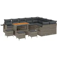 vidaXL Tuinbank Set 13 st 12-Aantal zitplaatsen Grijs poly rattan