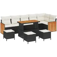 vidaXL Tuinbank Set 11 st 9-Aantal zitplaatsen Zwart en Crème