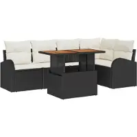 vidaXL Tuinset, 6-delig, zwart, polyrotan