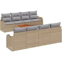 vidaXL Tuinbank Set 9 st Beige poly rattan