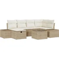 vidaXL Bankstel 7 st poly rattan