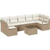 vidaXL Tuinbank Set 8 st 7-Aantal zitplaatsen Beige en Crème