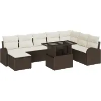 vidaXL Tuinbank Set 9 st Bruin Poly rattan