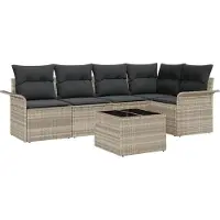 vidaXL Tuinbank Set 6 st Grijs poly rattan