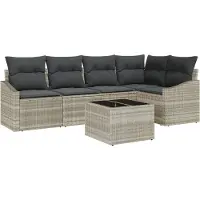 vidaXL Tuinbank Set 6 st Lichtgrijs poly rattan