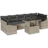 vidaXL Tuinbank Set 8 st Lichtgrijs poly rattan