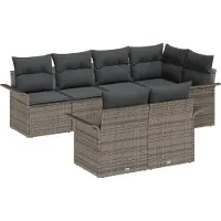 vidaXL Tuinbank Set 7 st Grijs Poly rattan