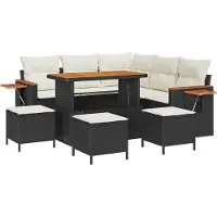 vidaXL Tuinbank Set 10 st 9-Aantal zitplaatsen Zwart en Crème