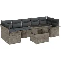 vidaXL Tuinset met 8 zitplaatsen, grijs [Synthetisch]: Polyrotan