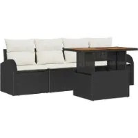 vidaXL Tuinbank Set 5 st Zwart Poly rattan