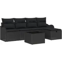 vidaXL Tuinbank Set 6 st 4-Aantal zitplaatsen Zwart poly rattan