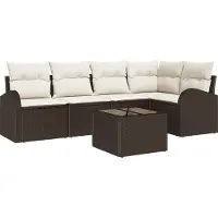 vidaXL Tuinbank Set 6 st Bruin en wit poly rattan