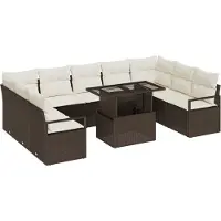 vidaXL Tuinbank Set 10 st 9-Aantal zitplaatsen Bruin en Crème