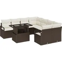 vidaXL Tuinbank Set 9 st Bruin Poly rattan