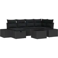 vidaXL Bankstel 6 st poly rattan
