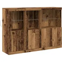 vidaXL LED Dressoir Oudhout 142,5 x 37 x 100 cm Bewerkt hout