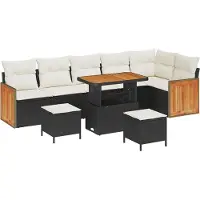 vidaXL Tuinbank Set 11 st 7-Aantal zitplaatsen Zwart en Crème